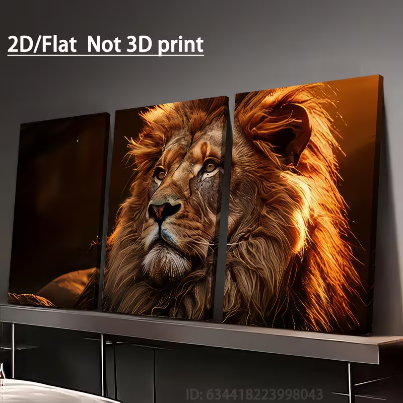 Quadro Decorativo Perfil de Leão Majestoso Golden Light