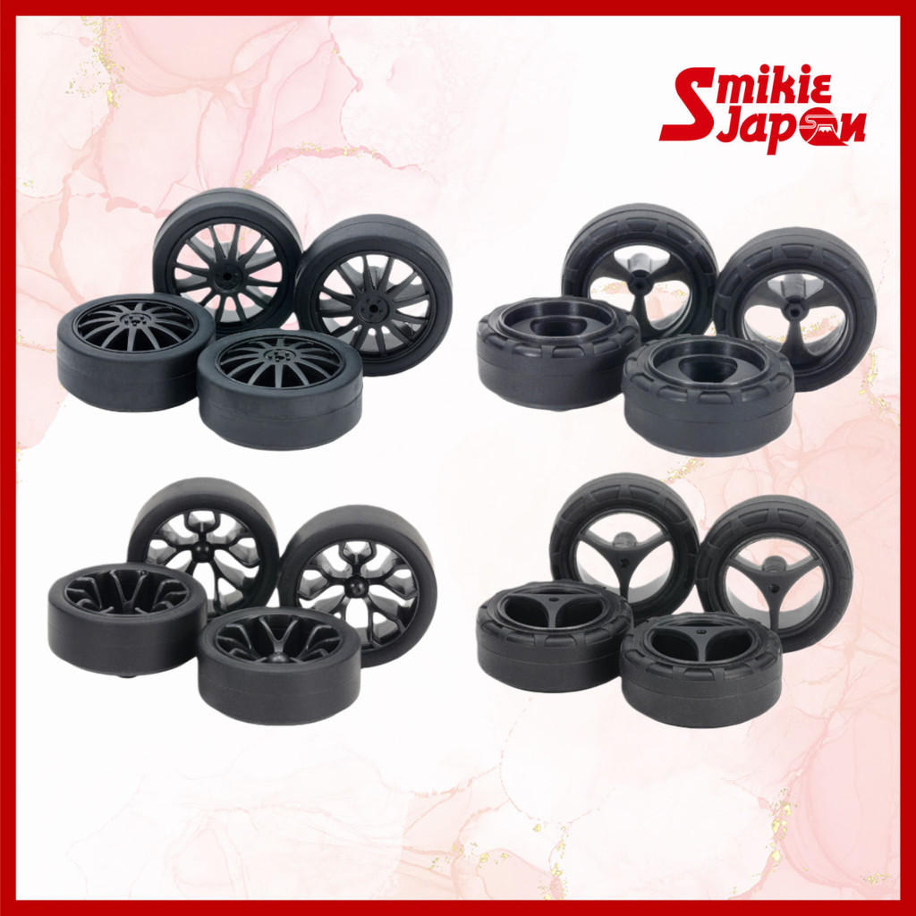 TAMIYA Carbon-Reinforced Wheel  Low-Friction Small-Diameter Low-Height Tire (26 mm) & Narrow Tire (24 mm) (3-Spoke)