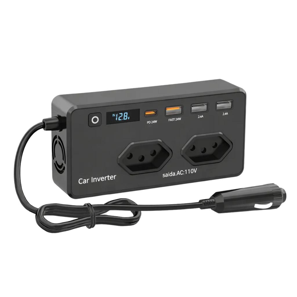 Carregador Inversor Veicular 350w 12v para 110v tomada+usb turbo