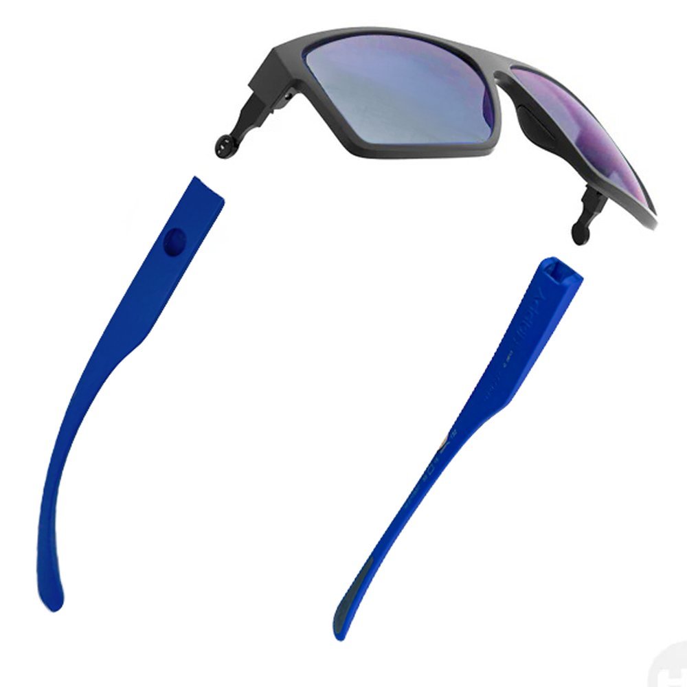 Óculos Casual De Sol HB Troca Haste Happy M Black + H Blue + H Blue Carbon Fiber Blue Chrome