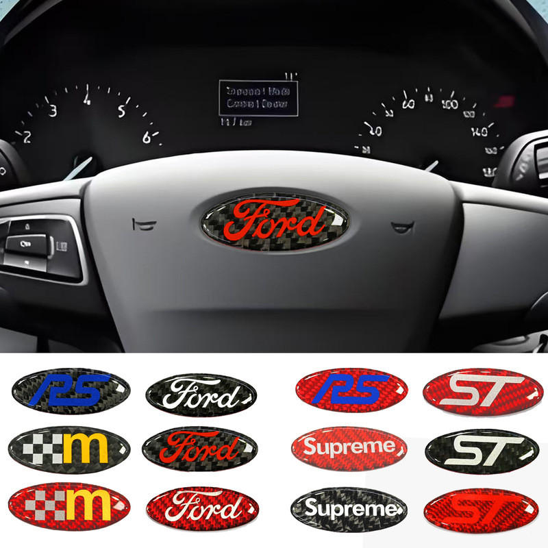 Suitable for Ford ST modified steering wheel logo RS Mondeo Fox Ruijie Yihu carbon fiber decoration