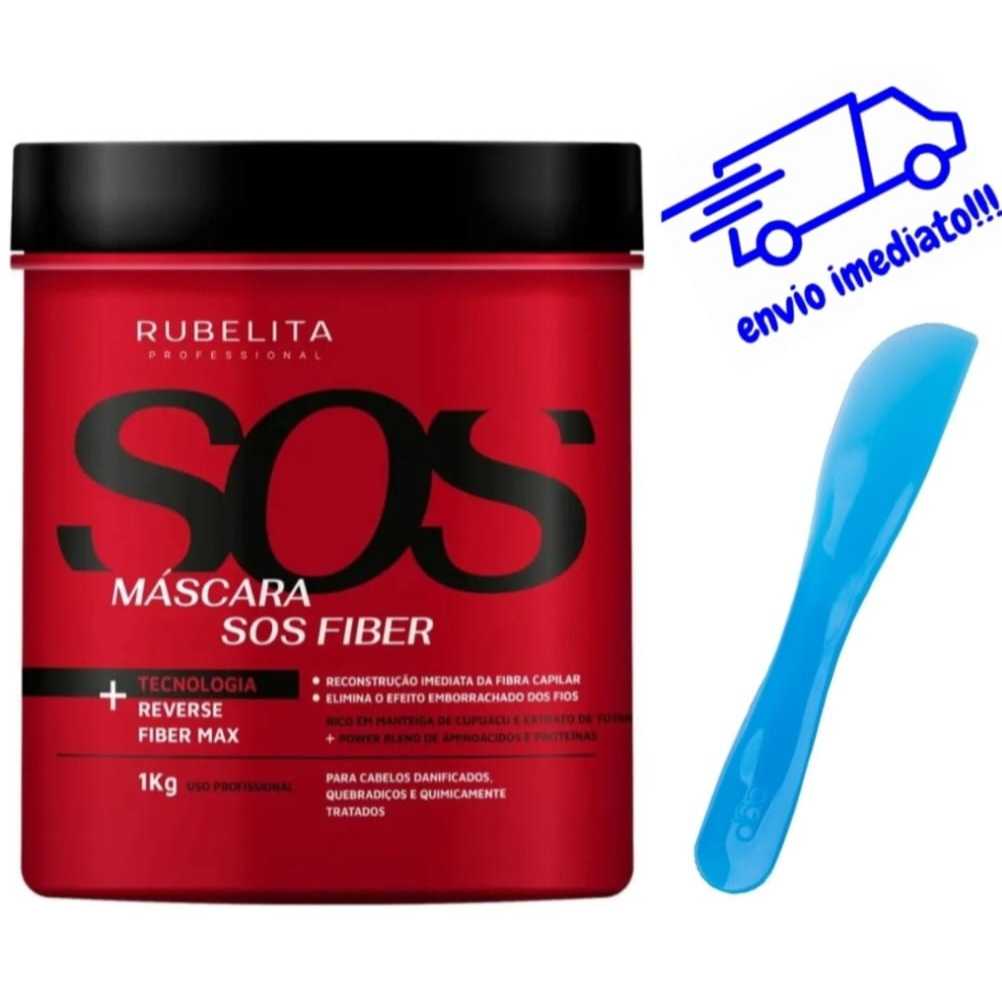 Máscara Sos Fiber 1Kg - Rubelita Professional + Espatula