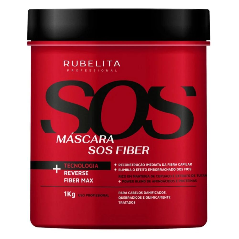Máscara SOS Fiber Professional 1kg Reconstrução Rubelita