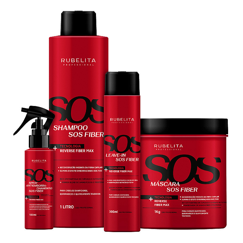 Kit Completo Sos Fiber Reconstrução Rubelita Professional