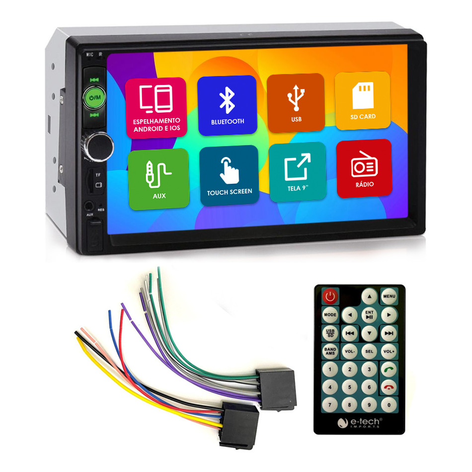 Central Multimídia Mp5 7 Polegadas Etech Light car play android auto
