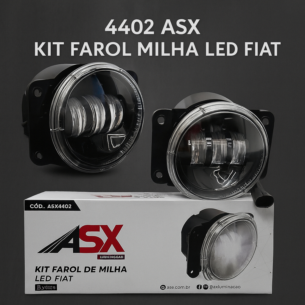 Farol de Milha Led 40W 5000Lm Alta Iluminação Universal Fiat Uno Strada ASX