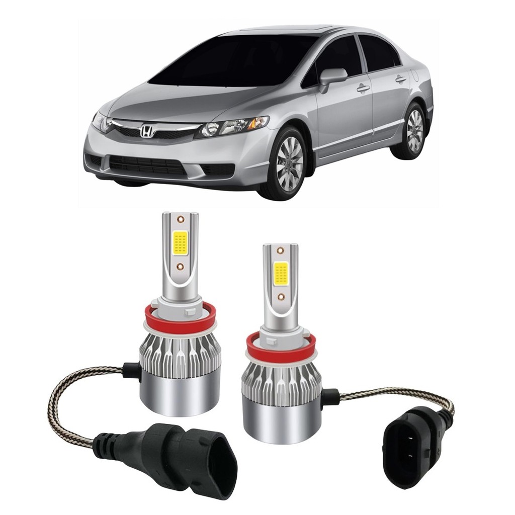 Par Lampada Super LED Farol de Milha New Civic 2007 2008 2009 2010 2011 6000k H11