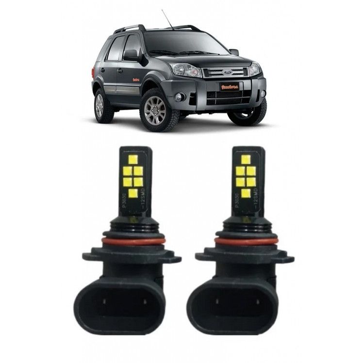 Par Lampada LED Bulbs Farol Milha Ecosport 2003 a 2012 6000k