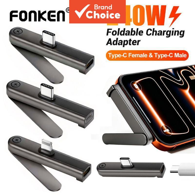 Fonken 2 em 1 Adaptador de Carregamento com Suporte Dobrável 240W Máx. Tipo C para Tipo-C/iOS com Carregador para Tablet