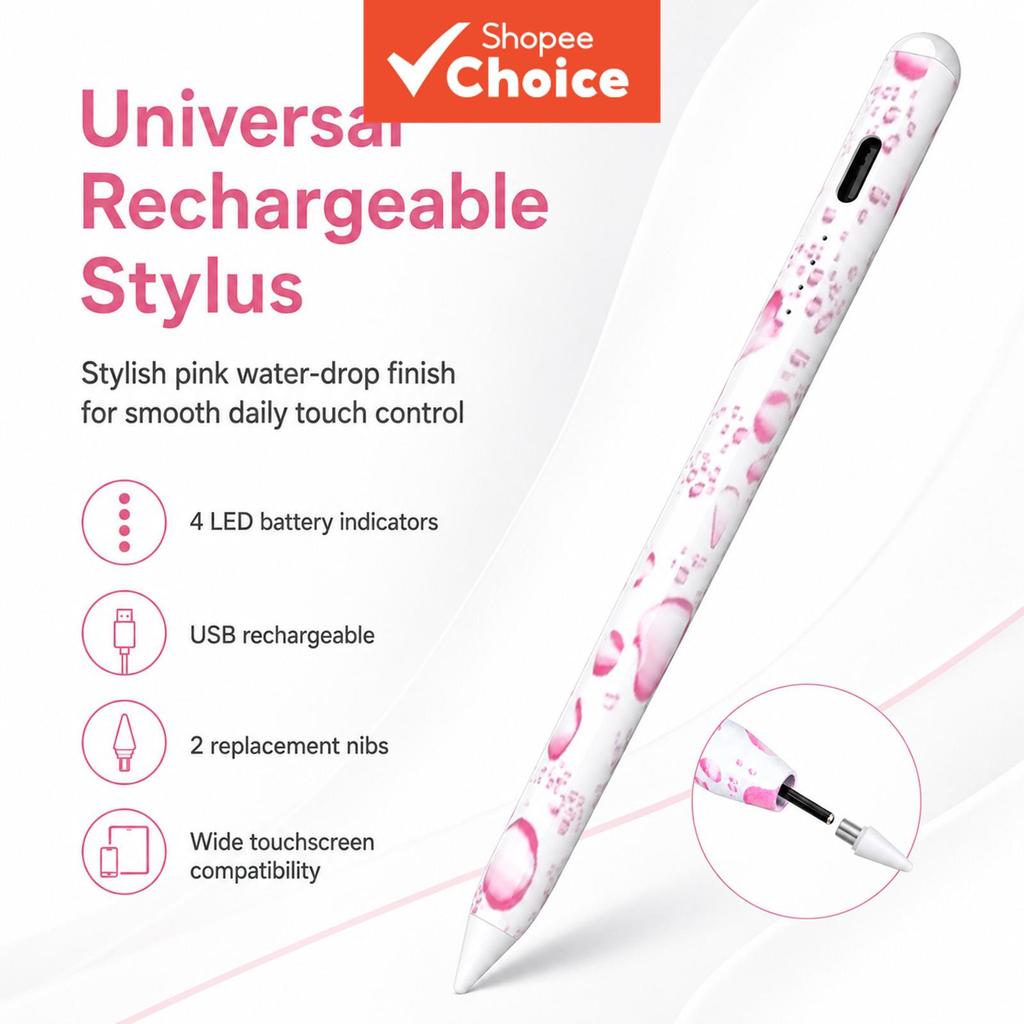 Caneta Stylus Universal de Moda TOILEUM, Criativa, Tela Capacitiva Touch, Tablet, Lápis + 2 pontas para Android/iOS