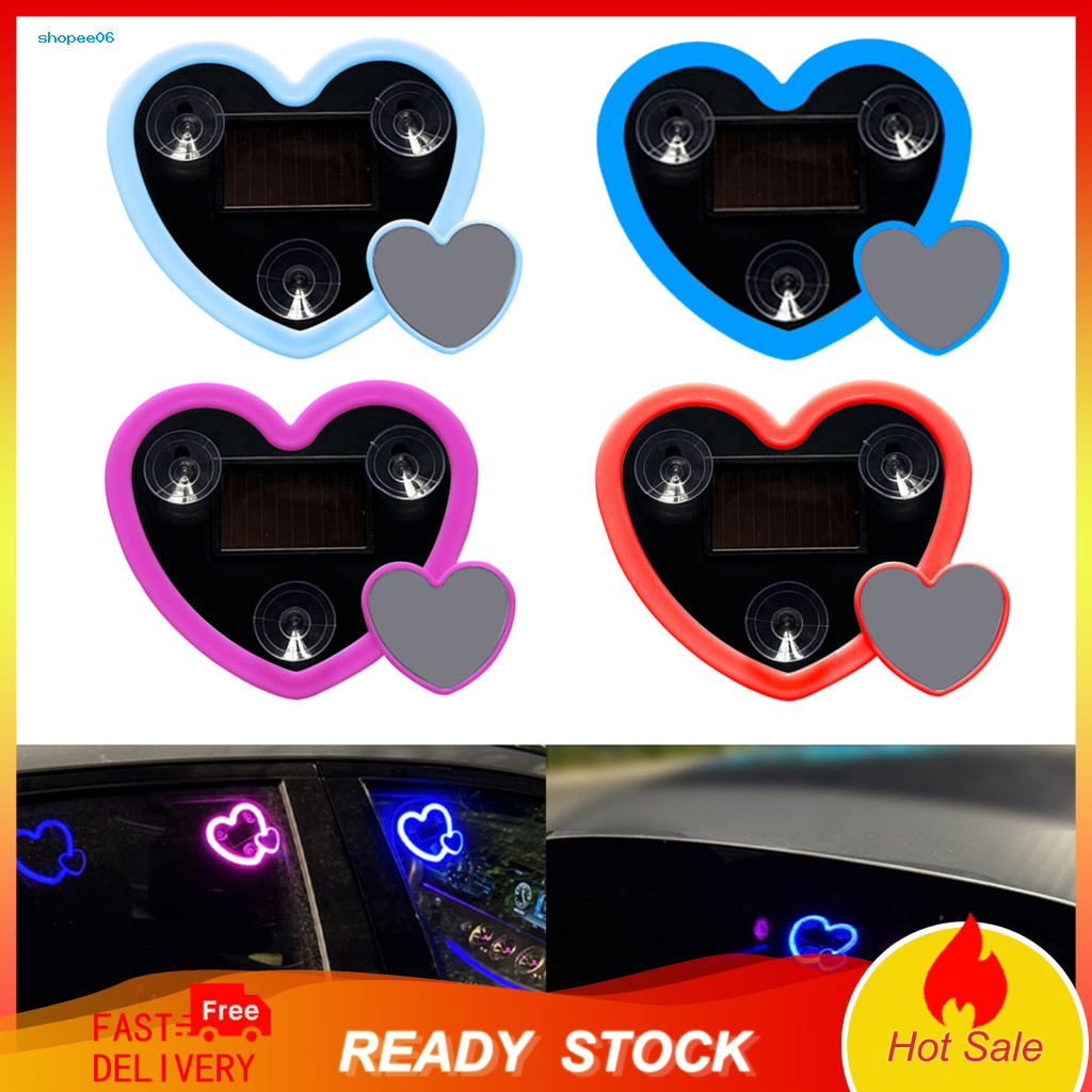 Solar Neon Heart Light Car Led Atmosphere Wireless Decorative Lamp Waterproof Suction Cup Mount Exterior Gift for Couple