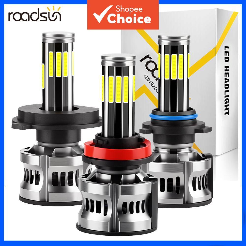 2 unidades de lâmpadas de farol de LED Roadsun 2Pcs H7 H11 9005 9006 H4 9007 H13, 30000LM 6000K 500% mais brilhante,