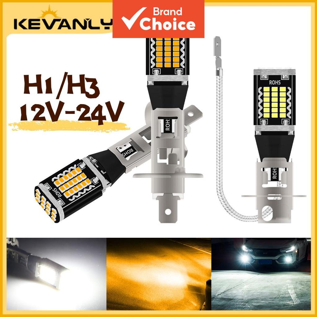 KEVANLY 2Pçs H1 H3 6000K Kit de Farol de Neblina LED para Carro 12V-24V Lâmpada DRL