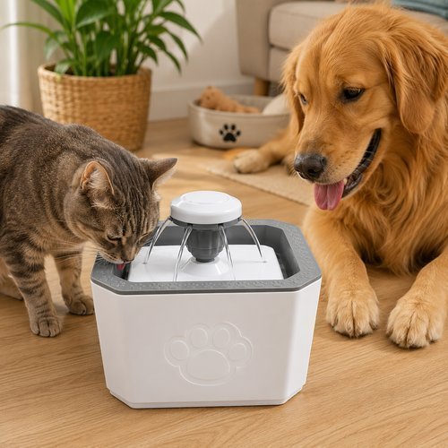 Fonte bebedouro 3 modos pets 20cm BUPPY PET BPA Free branco 2,5L USB IP68