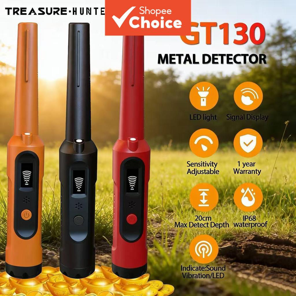 O Detector De Metais Gt130 Do Caçador De Tesouros Conduziu A Exposição 9 Modos Ip68 À Prova D'água 360 ° Scan Laranja Ve