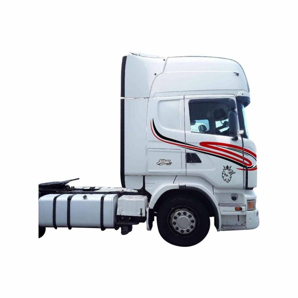 Kit Adesivo Faixa Lateral Caminhão Scan R 420 Vermelho Adesivo Laminado - Compatível