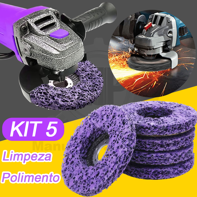 Kit 5 Strip Disco De Limpeza Flap remuver Removedor de tintas vernizes pintura em metal e madeira Lixadeira 115mm