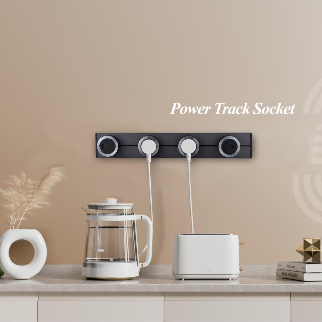 Tomada de trilho Power Strip Saída de trilho deslizante 8000W Extensor removível montado na parede com 3x e USB para