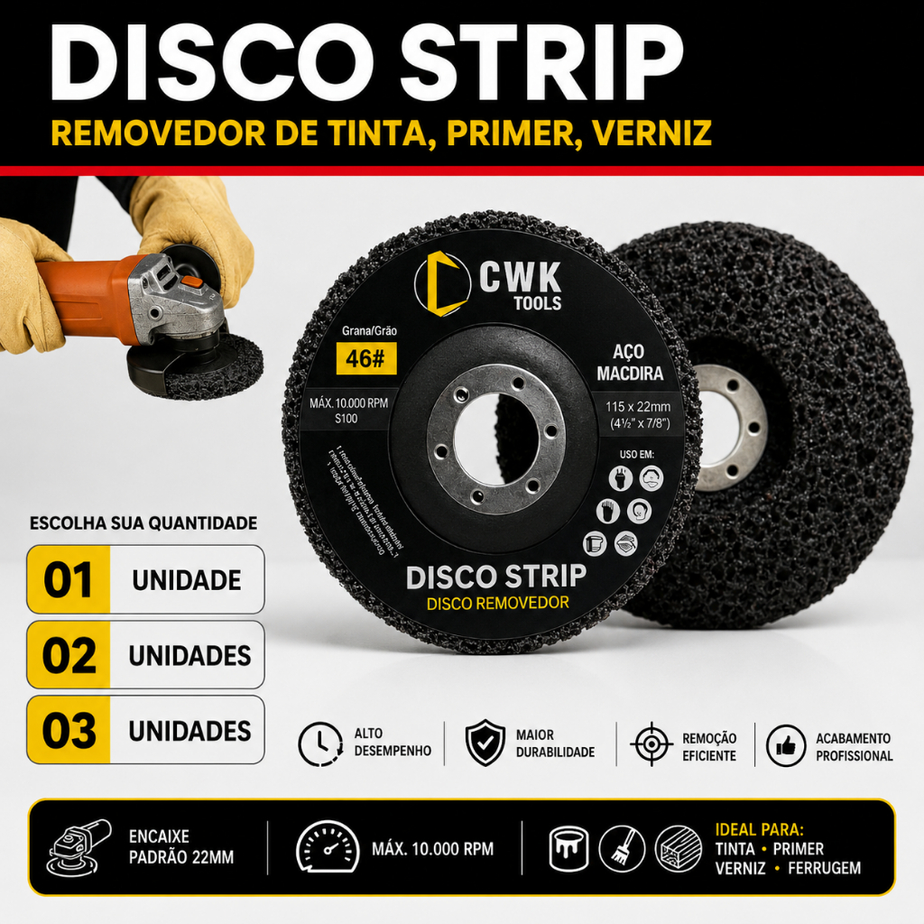Disco Strip Removedor de Tinta Para Verniz Ferrugens Primer  Para Aço e Madeira 115 X 22 mm 4.5