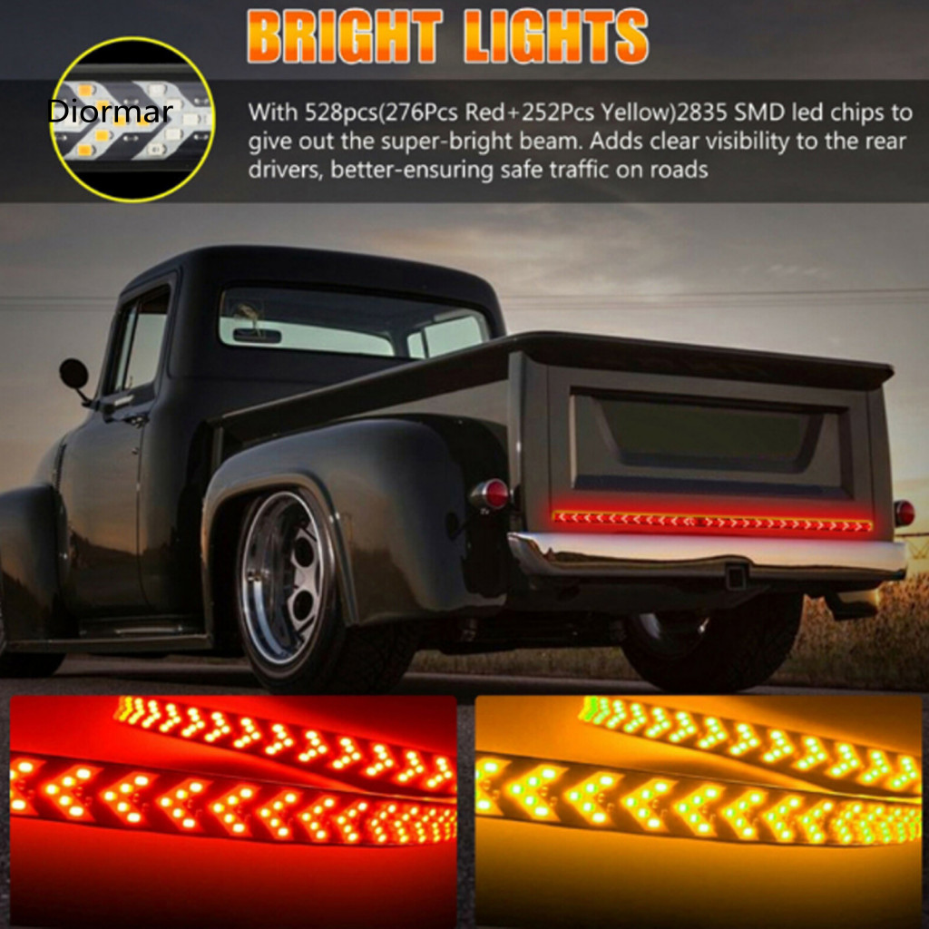 Rear Visibility Light Flexible Waterproof Led Tailgate Bar with Arrow Signal Brake Turn Amber Lights for Trucks and Trai
