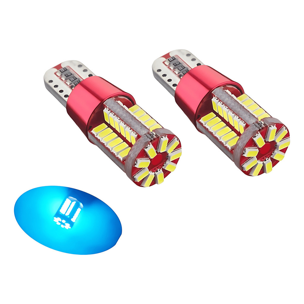 Par Lampadas Led Pingo T10 57 Leds Azul W5w Canceller Canbus