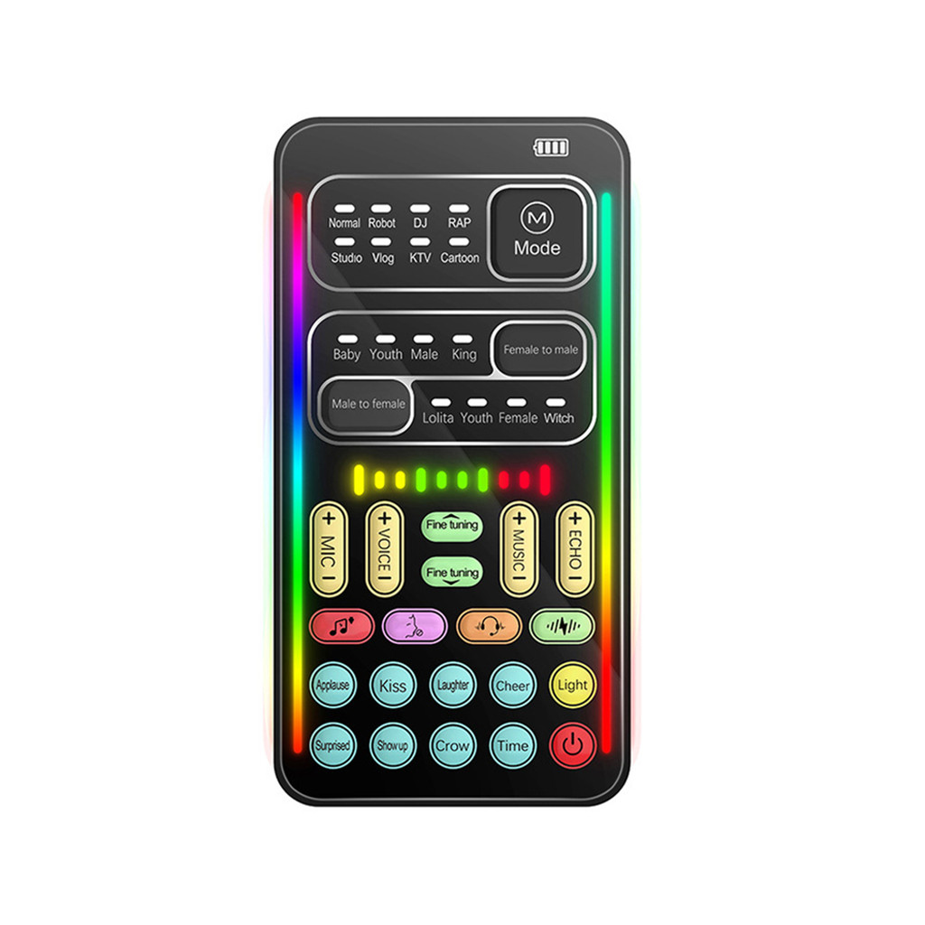 Dispositivo Portátil rcobbr Voice Changer Com 8 Efeitos Sonoros Luz Colorida Mini Máquina De Microfone De Transmissão Ao