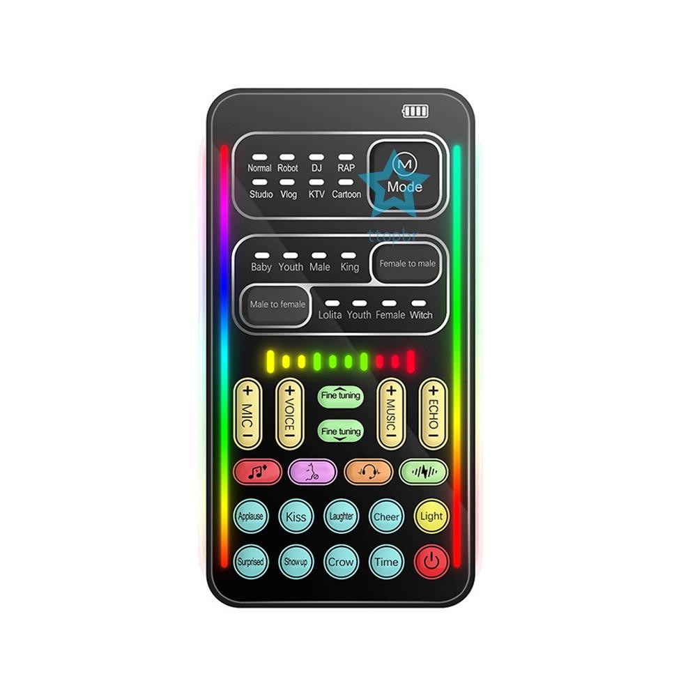 Dispositivo Portátil De Trocador De Voz Com 8 Efeitos Sonoros Luz Colorida Mini Transmissão Ao Vivo Microfone Máquina De