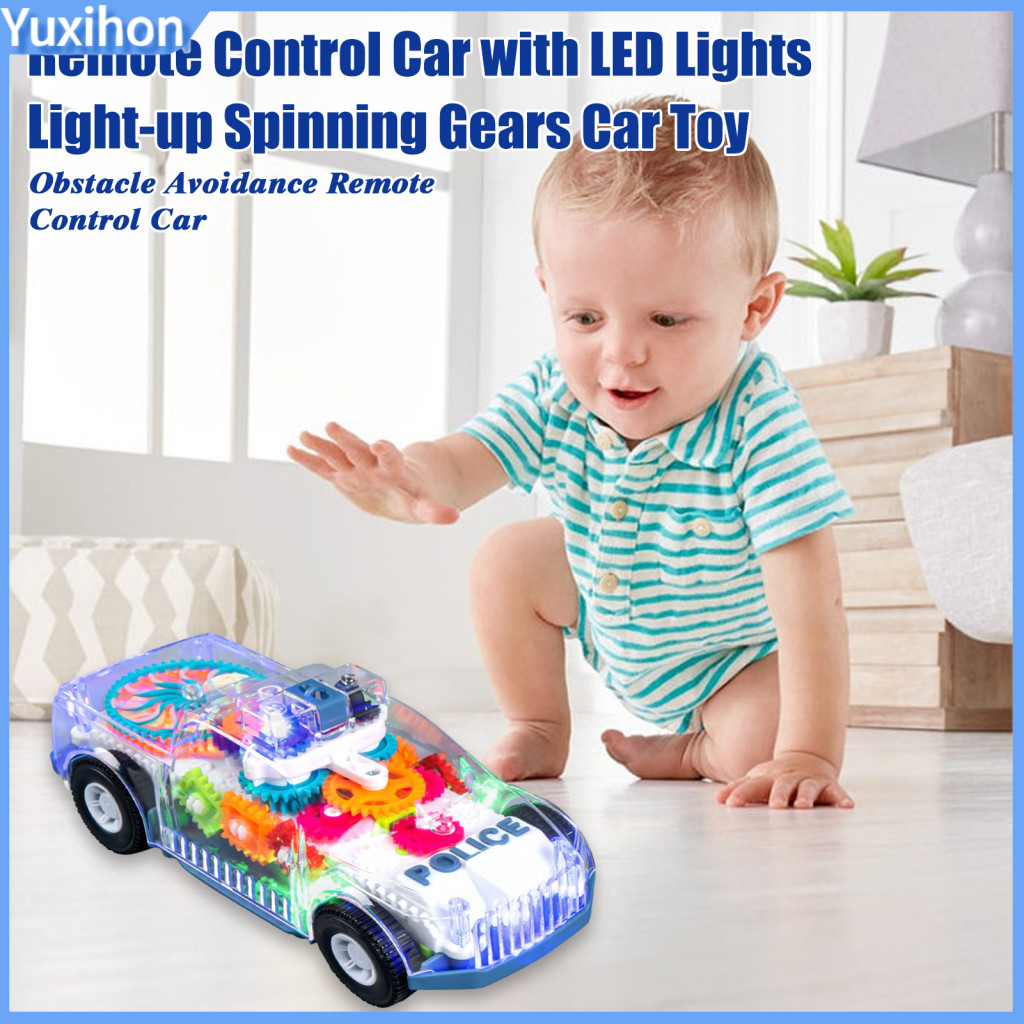 Multi-directional Toy Car Colorful Light-up Mini Light Up with Spinning Gears Led Lights Universal Wheels Music Transpar