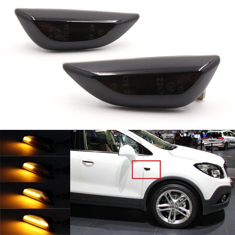 2022 Novo 2 Pçs LED Âmbar Fluxo Dinâmico Sinal De Volta Luz Marcador Lateral Para Opel Mokka X Chevrolet Trax 2013-2019
