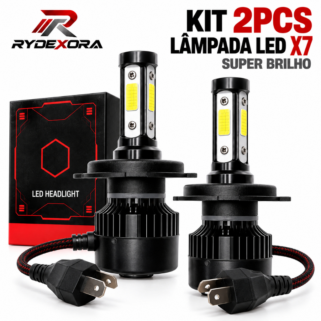 Kit 2PCS Lâmpada LED X7 Automotiva Farol Super Brilho para Carro H7 H11 9005 9006 9012 5202