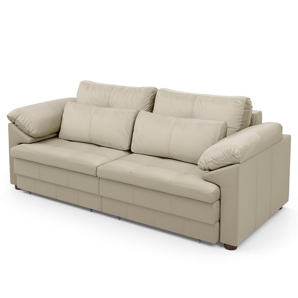 Sofá Retrátil 2 Lugares Para Sala 175cm Dijon Couro Creme S07 - Mpozenato