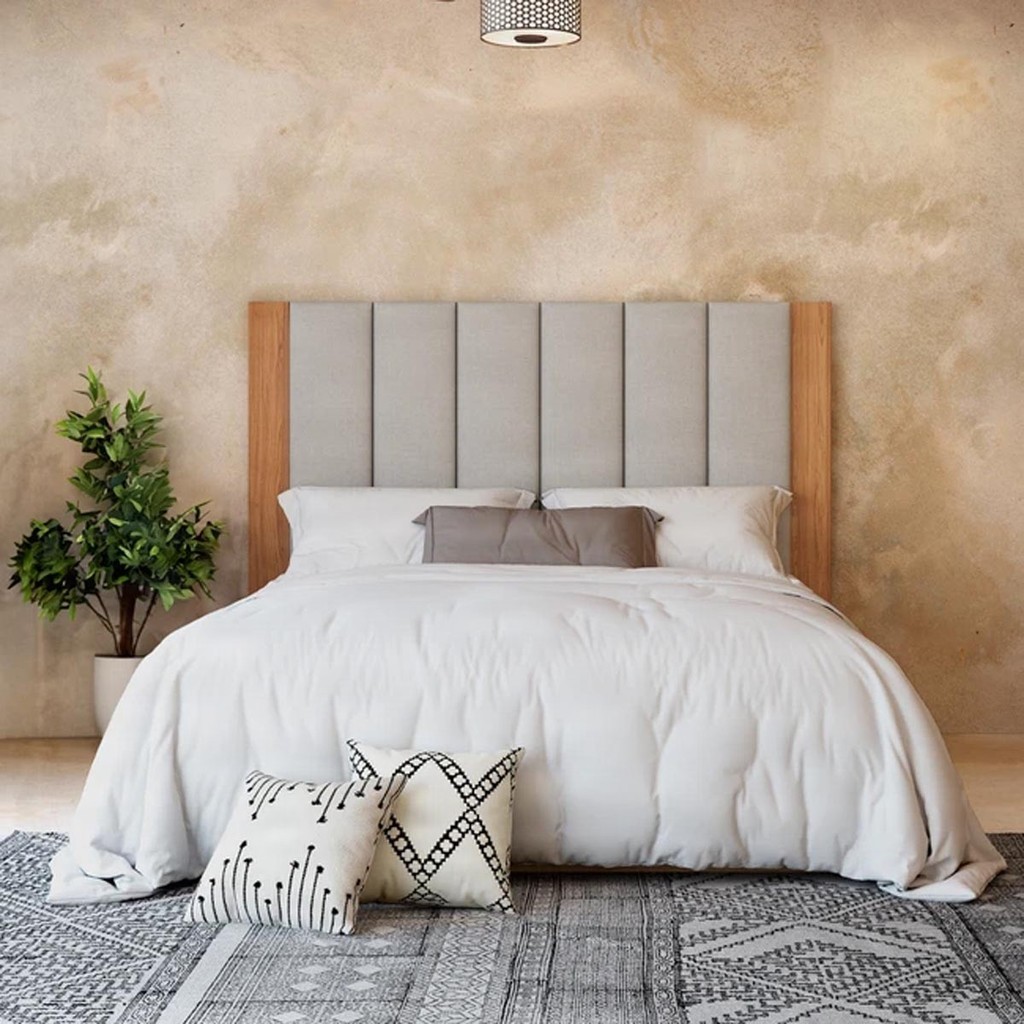 Cabeceira Cama Casal Estofada 175cm Freijó/Liso TW194