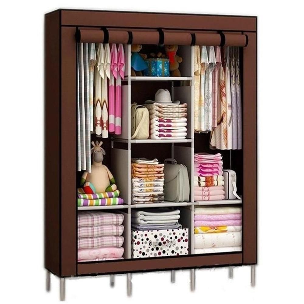 ORGANIZADOR PORTATIL GRANDE GUARDA ROUPA ARMARIO COM CABIDEIRO PRATELEIRAS ARARA E SAPATEIRA 175CM PARA CAMPING VIAGEM O