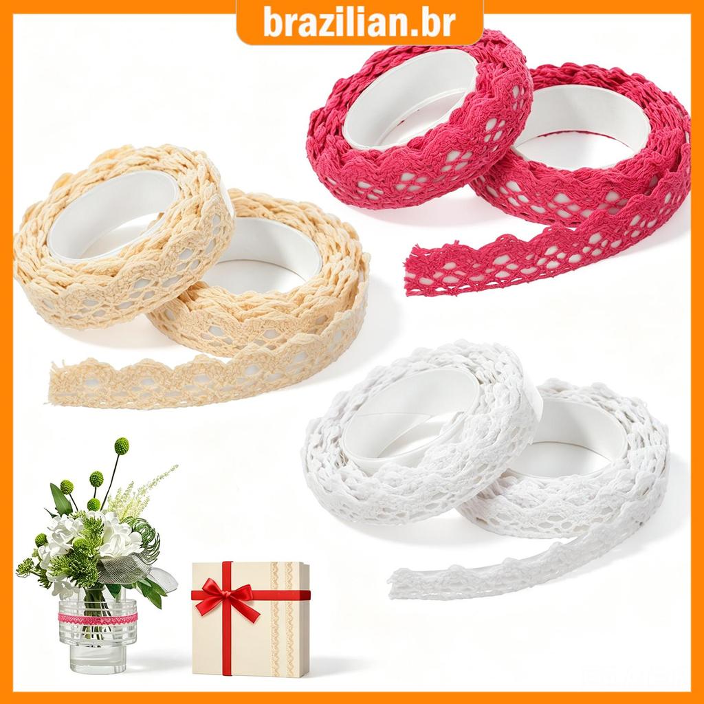 6 Pçs 0.7in De Largura 67in Fita De Renda Autoadesiva Algodão Auto Adesivo Guarnição Decorativa Para Artesanato Scrapboo