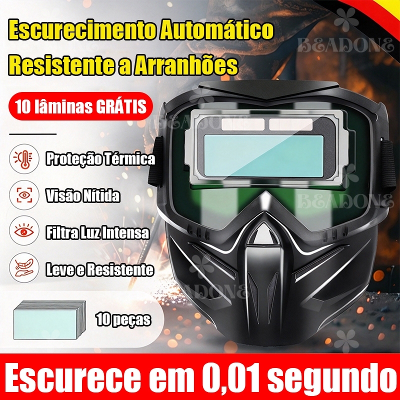 Capacete De Solda Full Face Auto Escurecimento Removível Com Óculos De Proteção Antirreflexo Para Soldagem