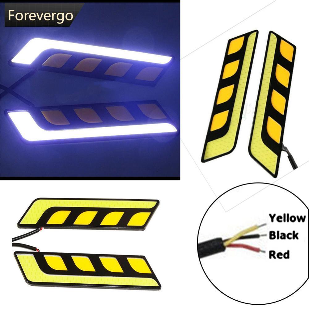 FOREVERGO 2 Peças 12V LED COB Carro Auto DRL Condução Lâmpada De Circulação Diurna Luz De Neblina À Prova D'água G4J4
