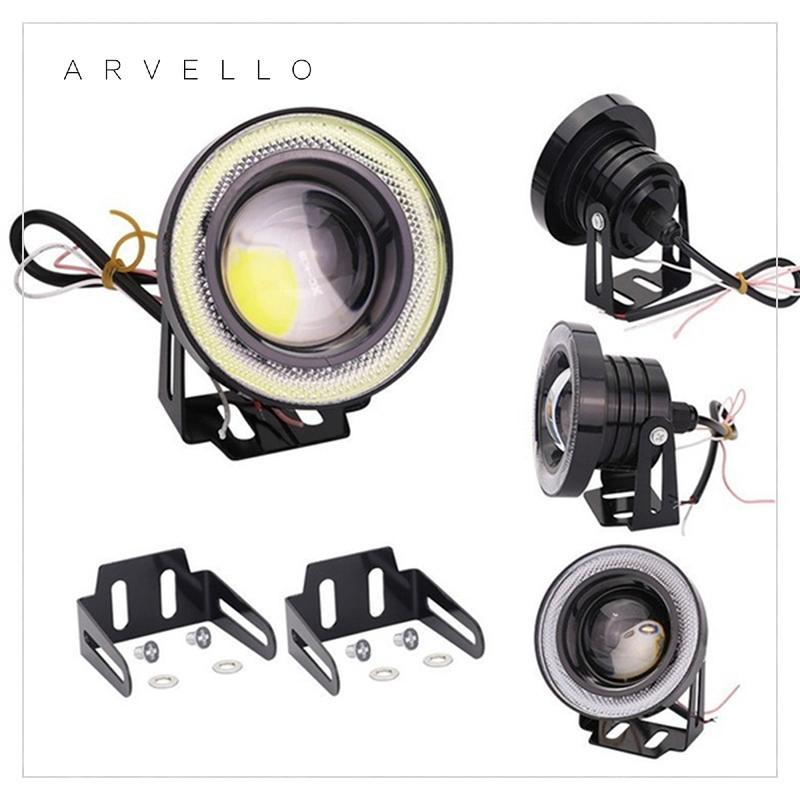 Arvello 2.5'15w Carro Branco COB LED Projetor Angel Eyes Anel Azul DRL Lâmpada De Luz De Nevoeiro