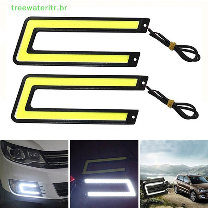 treewateritr 1 Peça Em Forma De U 12V LED COB Carro Auto DRL Condução Lâmpada Diurna Luz De Neblina br