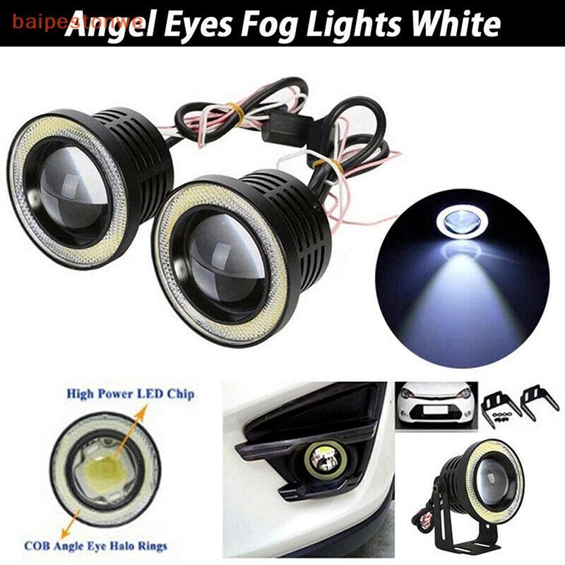[baipestonwe] 2.5'15w Carro Branco COB LED Projetor Angel Eyes Anel Azul DRL Lâmpada De Luz De Nevoeiro