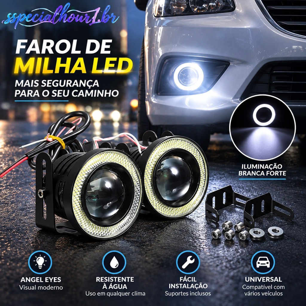 PCL 2.5'15w Carro Branco COB LED Projetor Olhos De Anjo Anel Azul DRL Lâmpada De Luz De Nevoeiro N