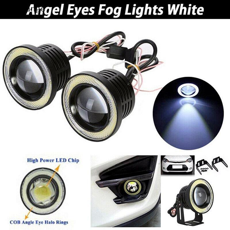 OLL 2.5'15w Carro Branco COB LED Projetor Olhos De Anjo Anel Azul DRL Lâmpada De Luz De Nevoeiro BR