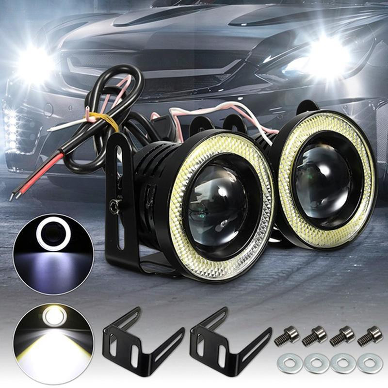 2.5'15w Carro Branco COB LED Projetor Angel Eyes Anel Azul DRL Lâmpada De Nevoeiro COD V64U