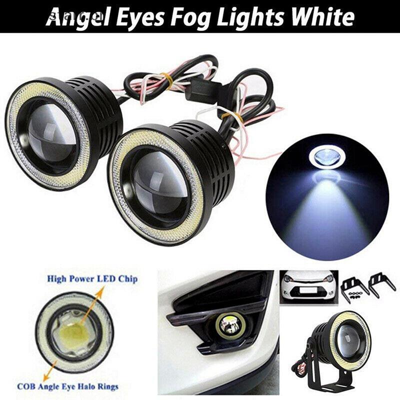 AREDS 2.5'15w Carro Branco COB LED Projetor Angel Eyes Anel Azul DRL Lâmpada De Luz De Nevoeiro