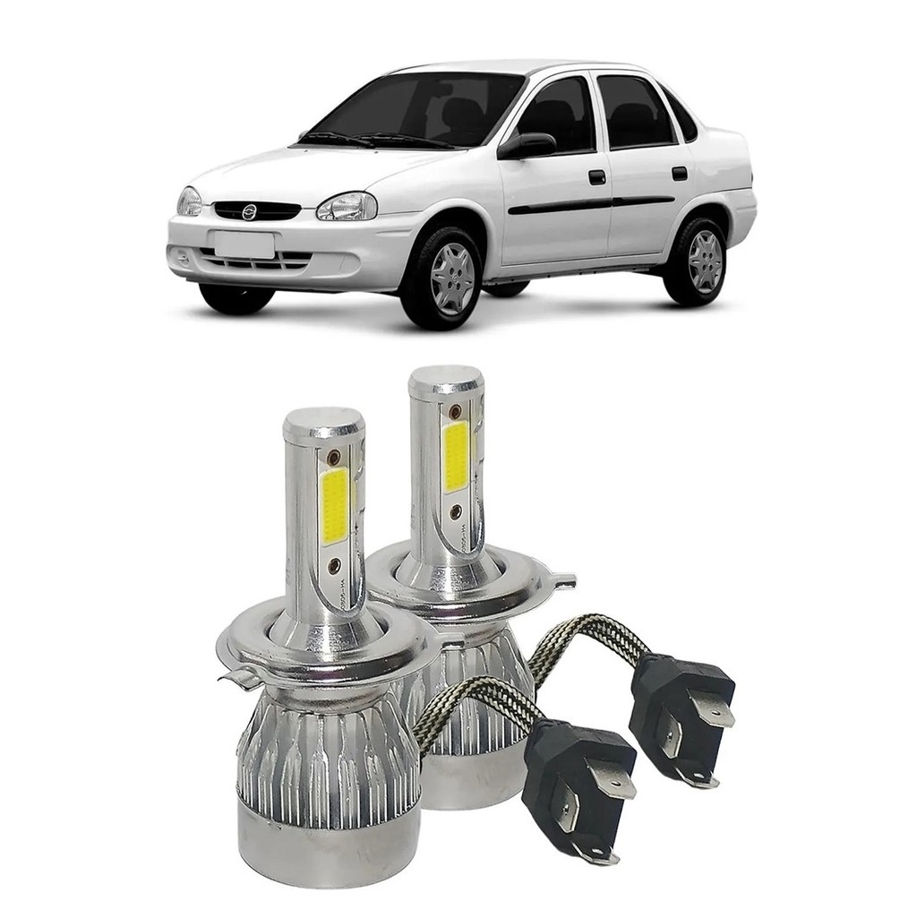 Par Lampada Super LED Farol Corsa Classic 1994 a 2016 6000k H4