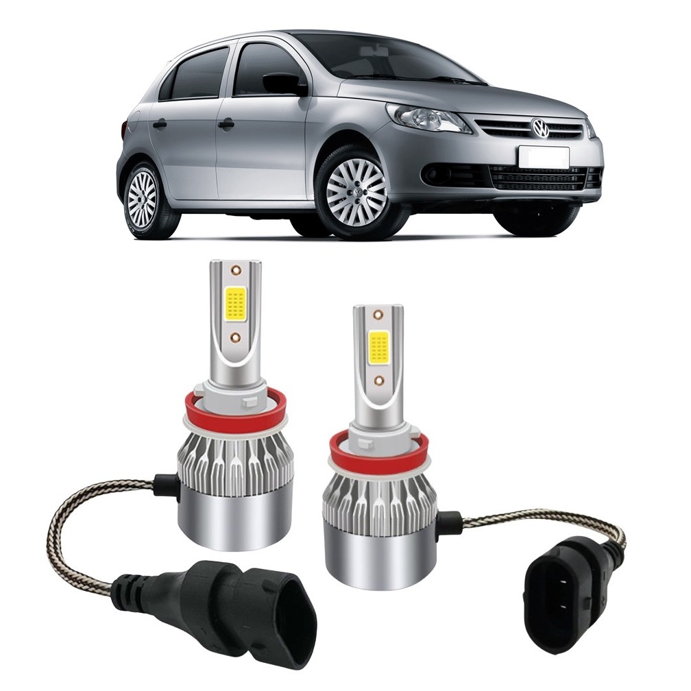Par Lampada Super LED Farol de Milha Gol Saveiro Voyage G5 2009 2010 2011 2012 6000k HB4