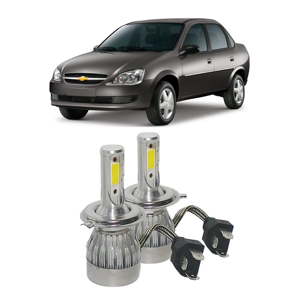Par Lampada Super LED Farol Corsa Classic 2010 2011 2012 2013 2014 2015 2016 6000k H4