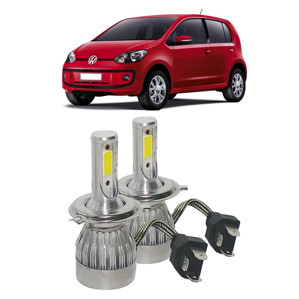 Par Lampadas Super LED Farol VW UP 2014 2015 2016 2017 2018 6000k H4