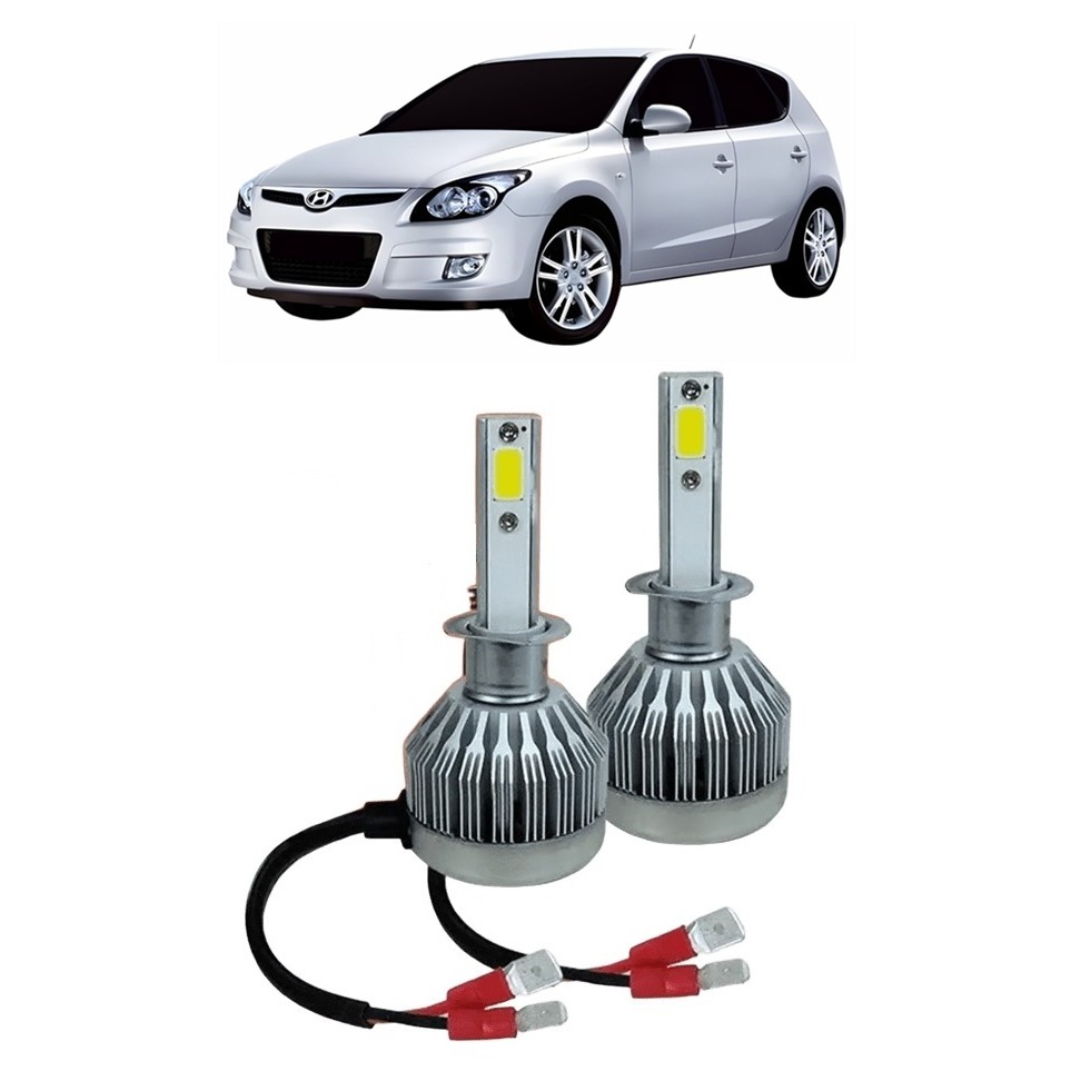 Par Lampada Super LED Farol Alto i30 2009 2010 2011 2012 2013 6000k H1