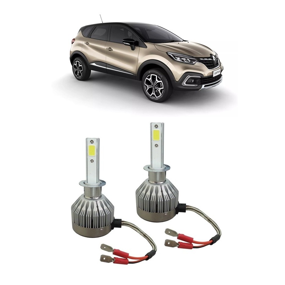 Par Lampada Super LED Farol Baixo Captur 2017 2018 2019 6000k H1