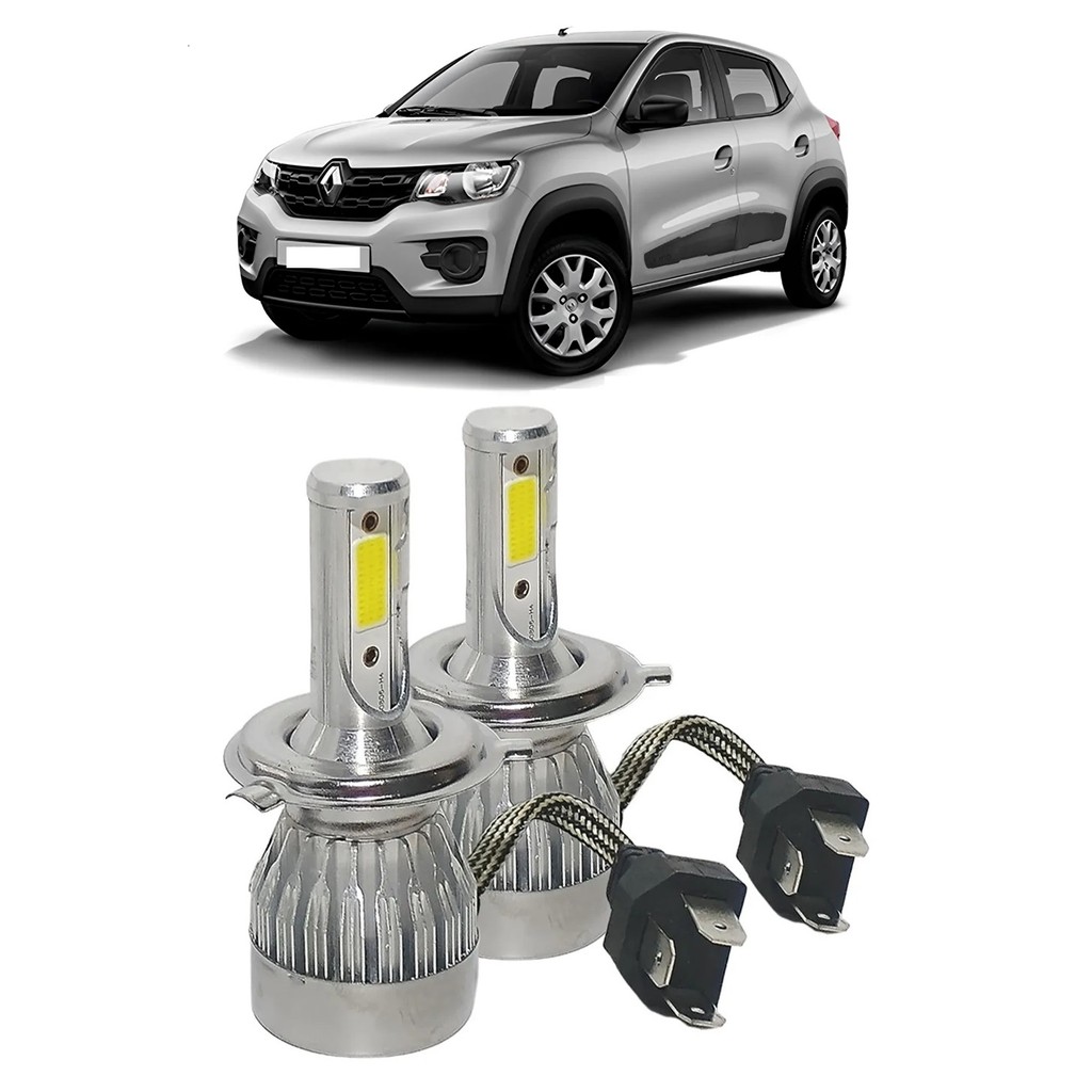 Par Lampadas Super LED Farol Renault Kwid 2017 2018 2019 2020 6000k H4